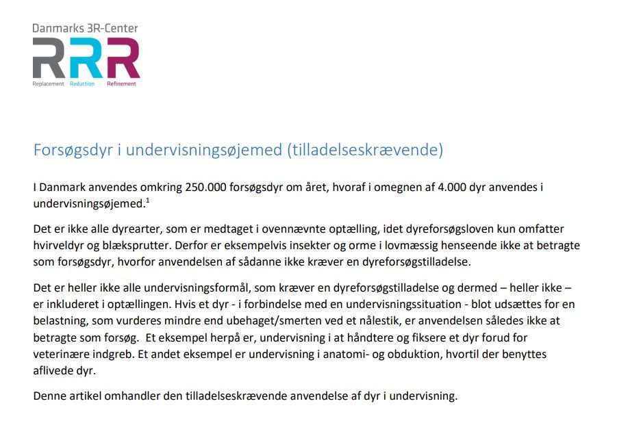 Forsøgsdyr i undervisningsøjemed